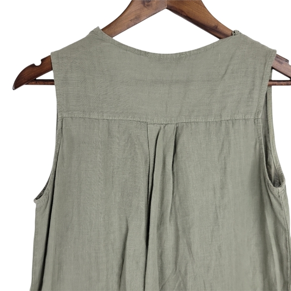 Carla Conti Light green embroidered 100% linen dress size S - Picture 5 of 11